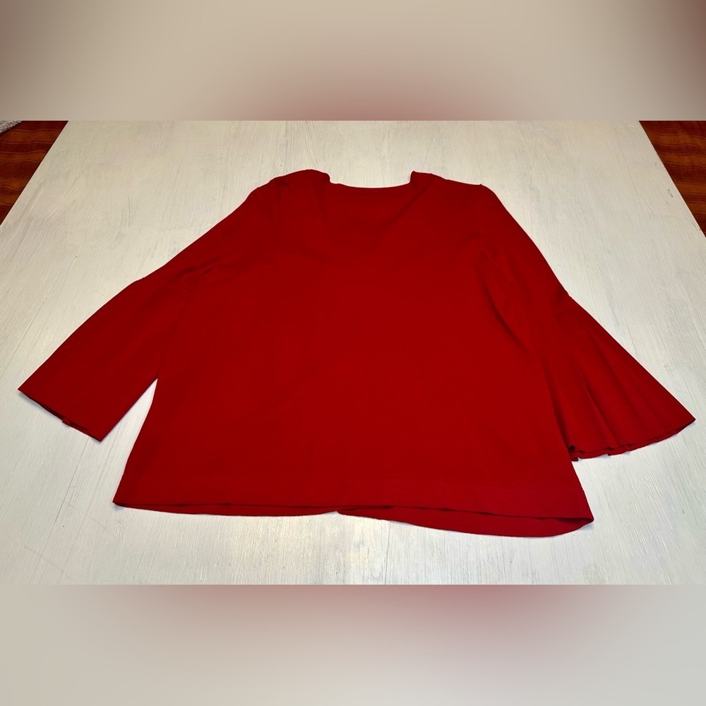 Jones New York Red Bell Sleeve Cardigan Sweater XL Button Front Knit - Picture 7 of 10